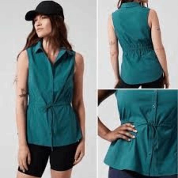Athleta Levitate Poplin Tank | Borealis Green | L - Picture 1 of 7